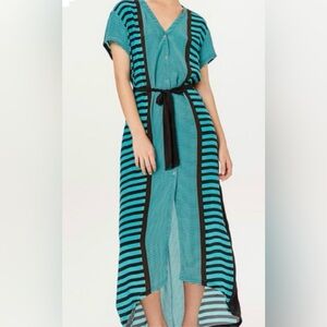 Argentinian Design Rapsodia Blue and Black Striped Maxi Dress
